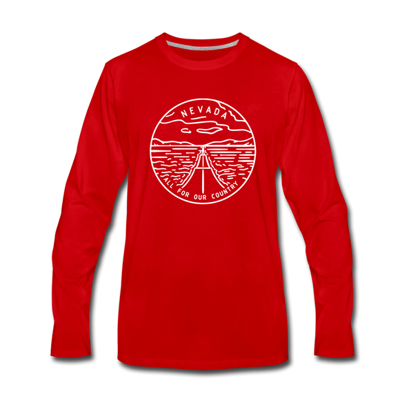 Nevada Long Sleeve T-Shirt - State Design Unisex Nevada Long Sleeve Shirt - red
