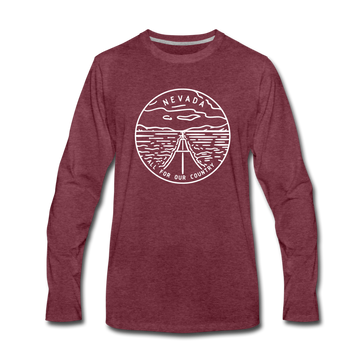 Nevada Long Sleeve T-Shirt - State Design Unisex Nevada Long Sleeve Shirt - heather burgundy