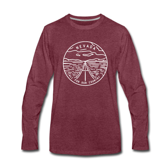 Nevada Long Sleeve T-Shirt - State Design Unisex Nevada Long Sleeve Shirt - heather burgundy