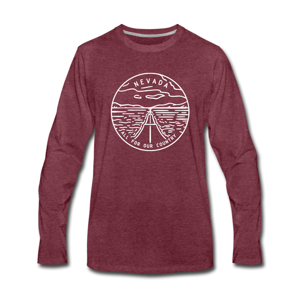 Nevada Long Sleeve T-Shirt - State Design Unisex Nevada Long Sleeve Shirt - heather burgundy