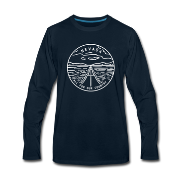 Nevada Long Sleeve T-Shirt - State Design Unisex Nevada Long Sleeve Shirt - deep navy
