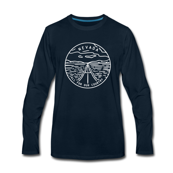 Nevada Long Sleeve T-Shirt - State Design Unisex Nevada Long Sleeve Shirt - deep navy