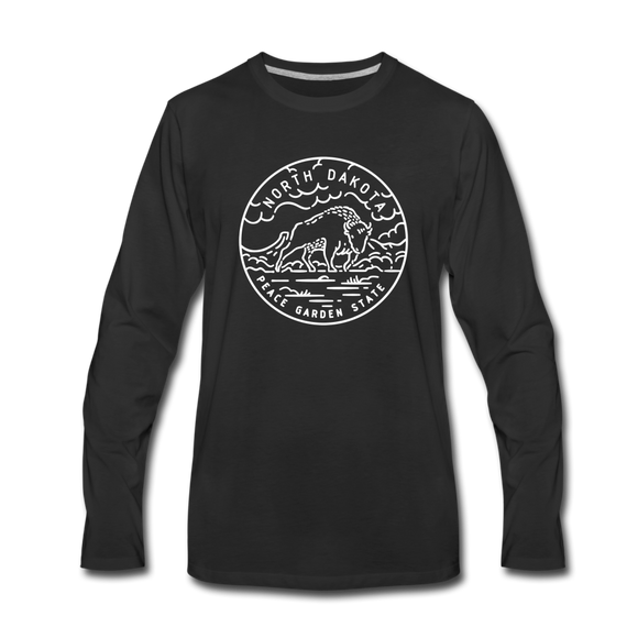 North Dakota Long Sleeve T-Shirt - State Design Unisex North Dakota Long Sleeve Shirt - black