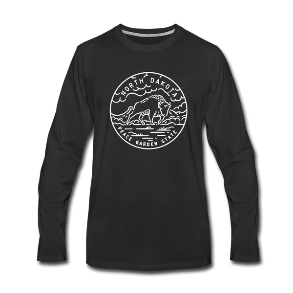 North Dakota Long Sleeve T-Shirt - State Design Unisex North Dakota Long Sleeve Shirt - black