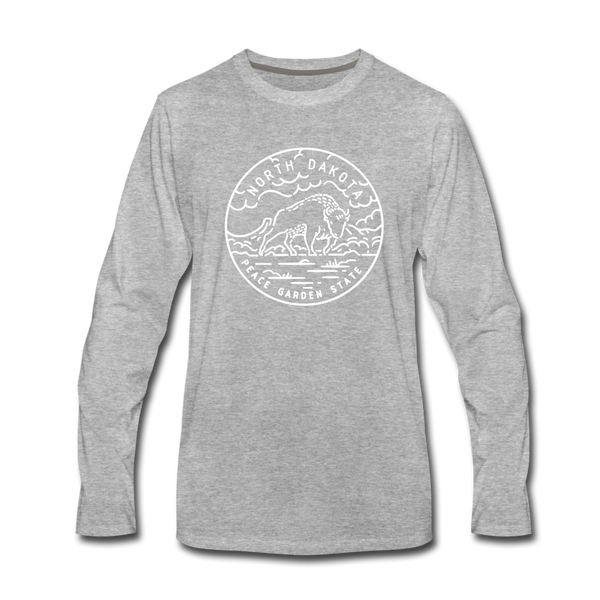North Dakota Long Sleeve T-Shirt - State Design Unisex North Dakota Long Sleeve Shirt - heather gray