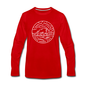 North Dakota Long Sleeve T-Shirt - State Design Unisex North Dakota Long Sleeve Shirt - red