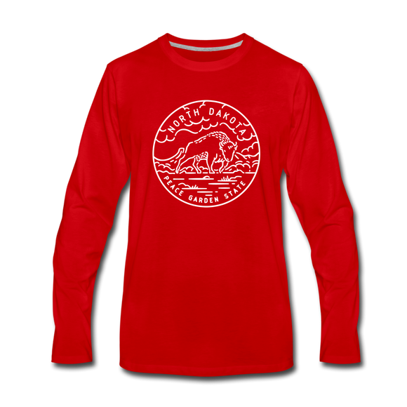 North Dakota Long Sleeve T-Shirt - State Design Unisex North Dakota Long Sleeve Shirt - red