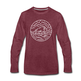 North Dakota Long Sleeve T-Shirt - State Design Unisex North Dakota Long Sleeve Shirt - heather burgundy
