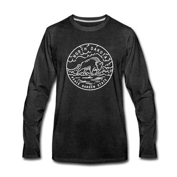 North Dakota Long Sleeve T-Shirt - State Design Unisex North Dakota Long Sleeve Shirt - charcoal gray