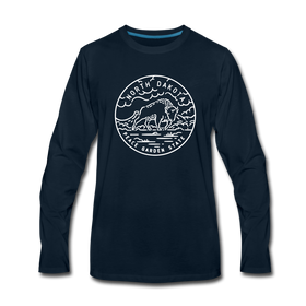 North Dakota Long Sleeve T-Shirt - State Design Unisex North Dakota Long Sleeve Shirt - deep navy