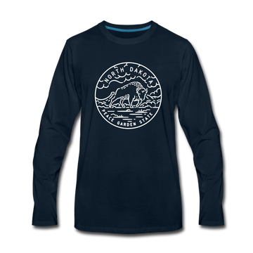 North Dakota Long Sleeve T-Shirt - State Design Unisex North Dakota Long Sleeve Shirt - deep navy