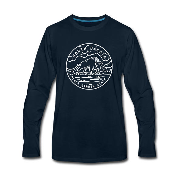 North Dakota Long Sleeve T-Shirt - State Design Unisex North Dakota Long Sleeve Shirt - deep navy