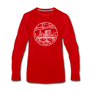 Ohio Long Sleeve T-Shirt - State Design Unisex Ohio Long Sleeve Shirt - red