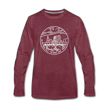 Ohio Long Sleeve T-Shirt - State Design Unisex Ohio Long Sleeve Shirt - heather burgundy