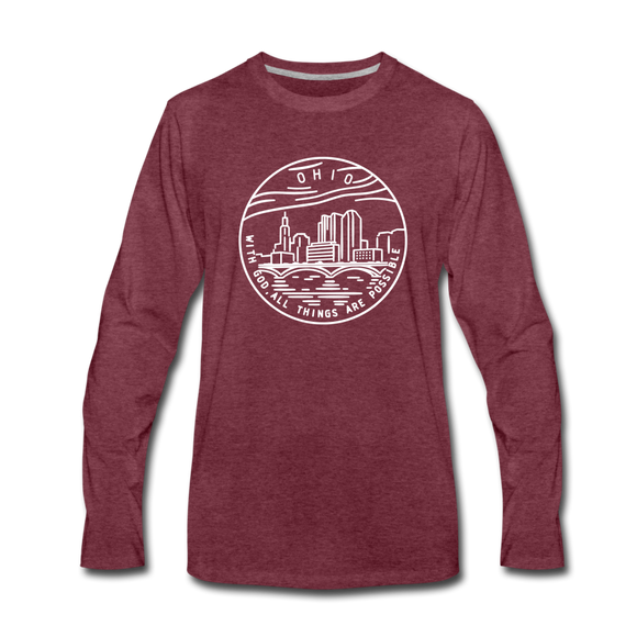 Ohio Long Sleeve T-Shirt - State Design Unisex Ohio Long Sleeve Shirt - heather burgundy