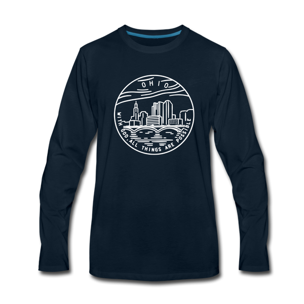 Ohio Long Sleeve T-Shirt - State Design Unisex Ohio Long Sleeve Shirt - deep navy