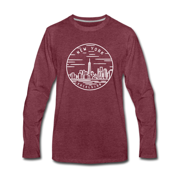 New York Long Sleeve T-Shirt - State Design Unisex New York Long Sleeve Shirt - heather burgundy