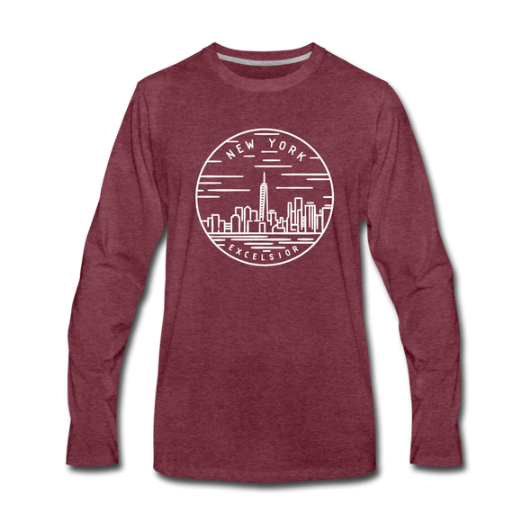 New York Long Sleeve T-Shirt - State Design Unisex New York Long Sleeve Shirt - heather burgundy
