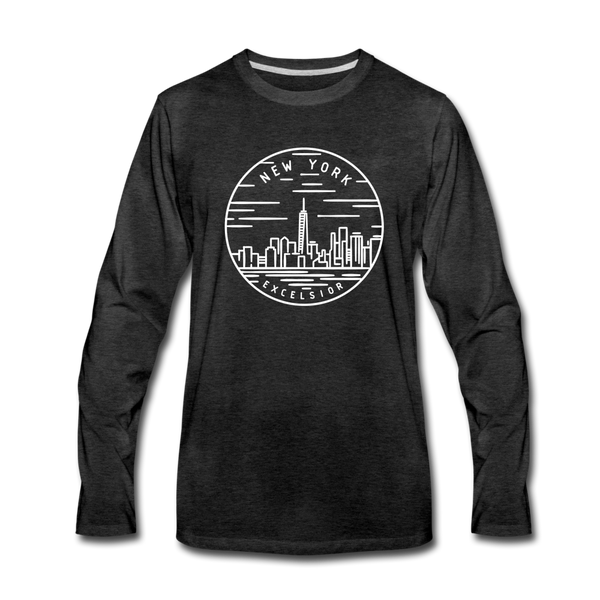 New York Long Sleeve T-Shirt - State Design Unisex New York Long Sleeve Shirt - charcoal gray