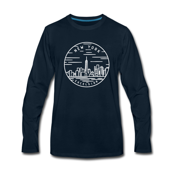 New York Long Sleeve T-Shirt - State Design Unisex New York Long Sleeve Shirt - deep navy