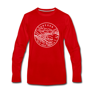 Oregon Long Sleeve T-Shirt - State Design Unisex Oregon Long Sleeve Shirt - red