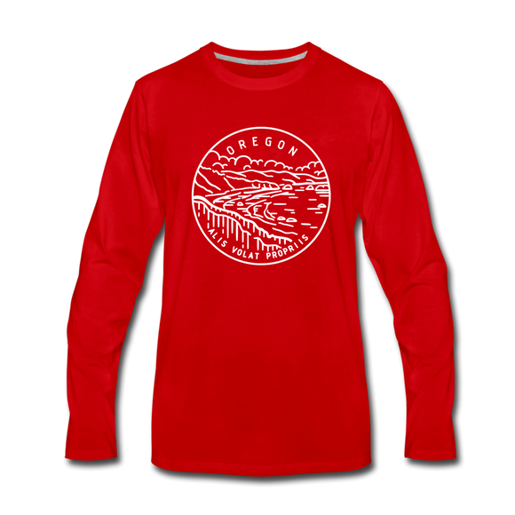 Oregon Long Sleeve T-Shirt - State Design Unisex Oregon Long Sleeve Shirt - red