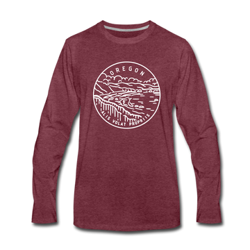 Oregon Long Sleeve T-Shirt - State Design Unisex Oregon Long Sleeve Shirt - heather burgundy