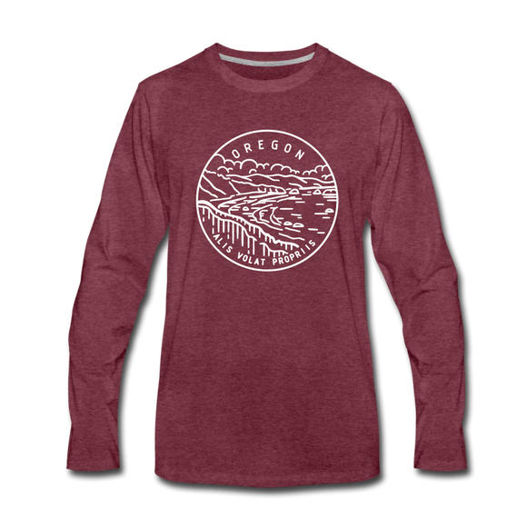 Oregon Long Sleeve T-Shirt - State Design Unisex Oregon Long Sleeve Shirt - heather burgundy