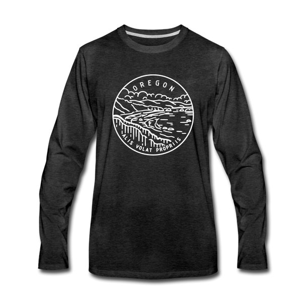Oregon Long Sleeve T-Shirt - State Design Unisex Oregon Long Sleeve Shirt - charcoal gray