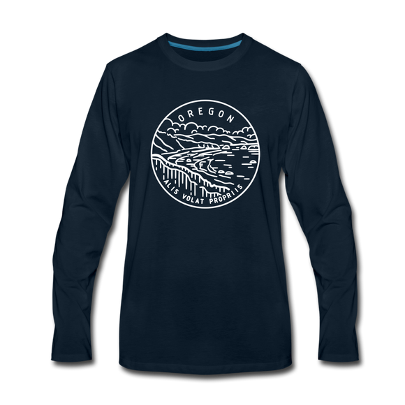 Oregon Long Sleeve T-Shirt - State Design Unisex Oregon Long Sleeve Shirt - deep navy
