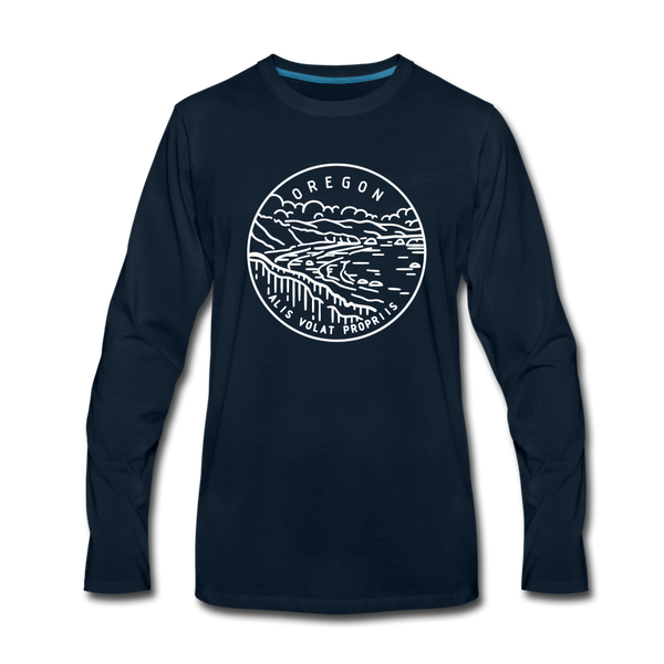 Oregon Long Sleeve T-Shirt - State Design Unisex Oregon Long Sleeve Shirt - deep navy