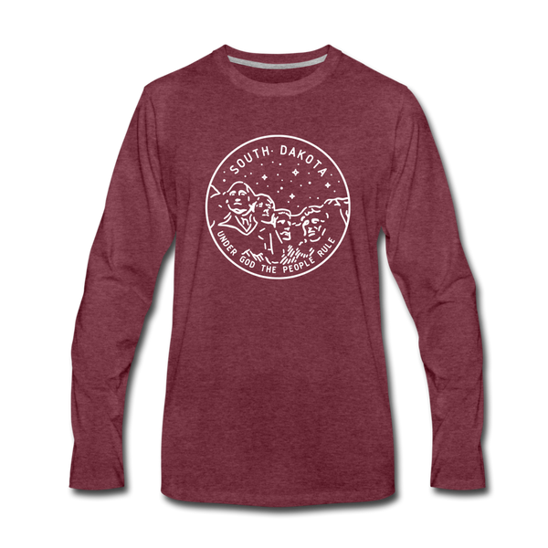 South Dakota Long Sleeve T-Shirt - State Design Unisex South Dakota Long Sleeve Shirt - heather burgundy