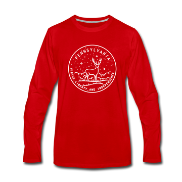 Pennsylvania Long Sleeve T-Shirt - State Design Unisex Pennsylvania Long Sleeve Shirt - red