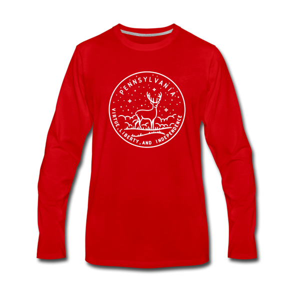 Pennsylvania Long Sleeve T-Shirt - State Design Unisex Pennsylvania Long Sleeve Shirt - red