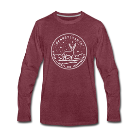 Pennsylvania Long Sleeve T-Shirt - State Design Unisex Pennsylvania Long Sleeve Shirt - heather burgundy