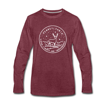 Pennsylvania Long Sleeve T-Shirt - State Design Unisex Pennsylvania Long Sleeve Shirt - heather burgundy