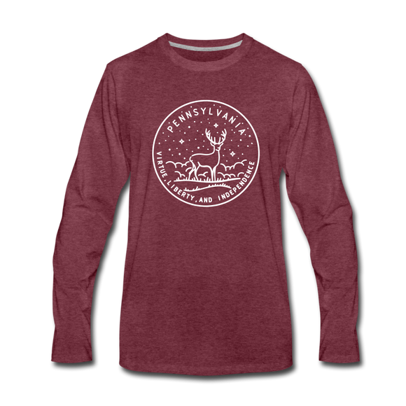 Pennsylvania Long Sleeve T-Shirt - State Design Unisex Pennsylvania Long Sleeve Shirt - heather burgundy