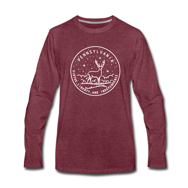 Pennsylvania Long Sleeve T-Shirt - State Design Unisex Pennsylvania Long Sleeve Shirt - heather burgundy