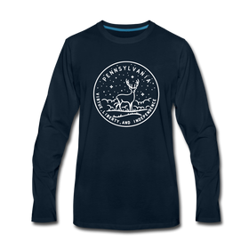 Pennsylvania Long Sleeve T-Shirt - State Design Unisex Pennsylvania Long Sleeve Shirt - deep navy