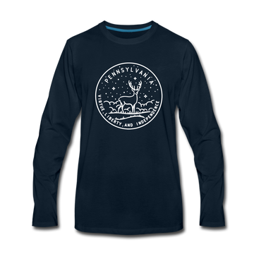 Pennsylvania Long Sleeve T-Shirt - State Design Unisex Pennsylvania Long Sleeve Shirt - deep navy