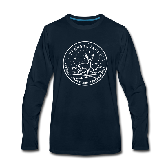 Pennsylvania Long Sleeve T-Shirt - State Design Unisex Pennsylvania Long Sleeve Shirt - deep navy