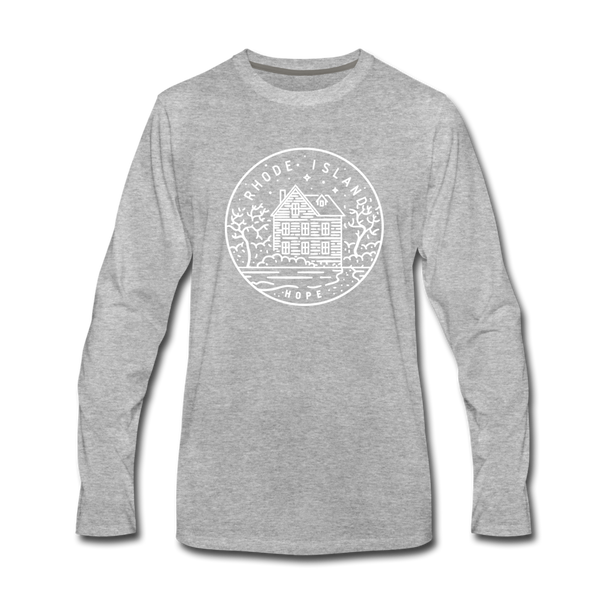 Rhode Island Long Sleeve T-Shirt - State Design Unisex Rhode Island Long Sleeve Shirt - heather gray