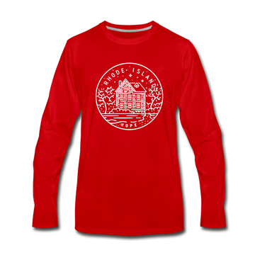 Rhode Island Long Sleeve T-Shirt - State Design Unisex Rhode Island Long Sleeve Shirt - red