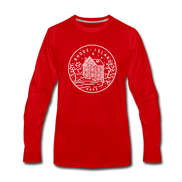 Rhode Island Long Sleeve T-Shirt - State Design Unisex Rhode Island Long Sleeve Shirt - red