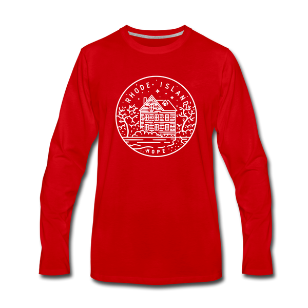 Rhode Island Long Sleeve T-Shirt - State Design Unisex Rhode Island Long Sleeve Shirt - red
