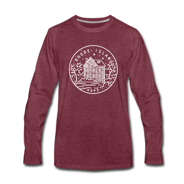 Rhode Island Long Sleeve T-Shirt - State Design Unisex Rhode Island Long Sleeve Shirt - heather burgundy