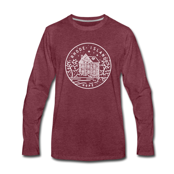 Rhode Island Long Sleeve T-Shirt - State Design Unisex Rhode Island Long Sleeve Shirt - heather burgundy