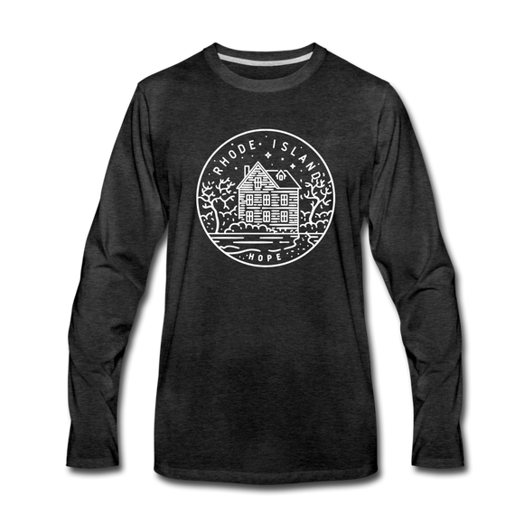 Rhode Island Long Sleeve T-Shirt - State Design Unisex Rhode Island Long Sleeve Shirt - charcoal gray