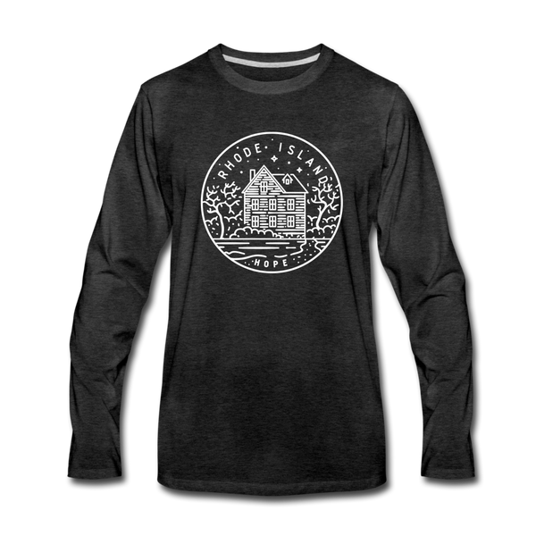 Rhode Island Long Sleeve T-Shirt - State Design Unisex Rhode Island Long Sleeve Shirt - charcoal gray