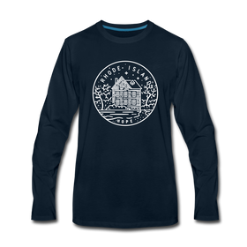 Rhode Island Long Sleeve T-Shirt - State Design Unisex Rhode Island Long Sleeve Shirt - deep navy
